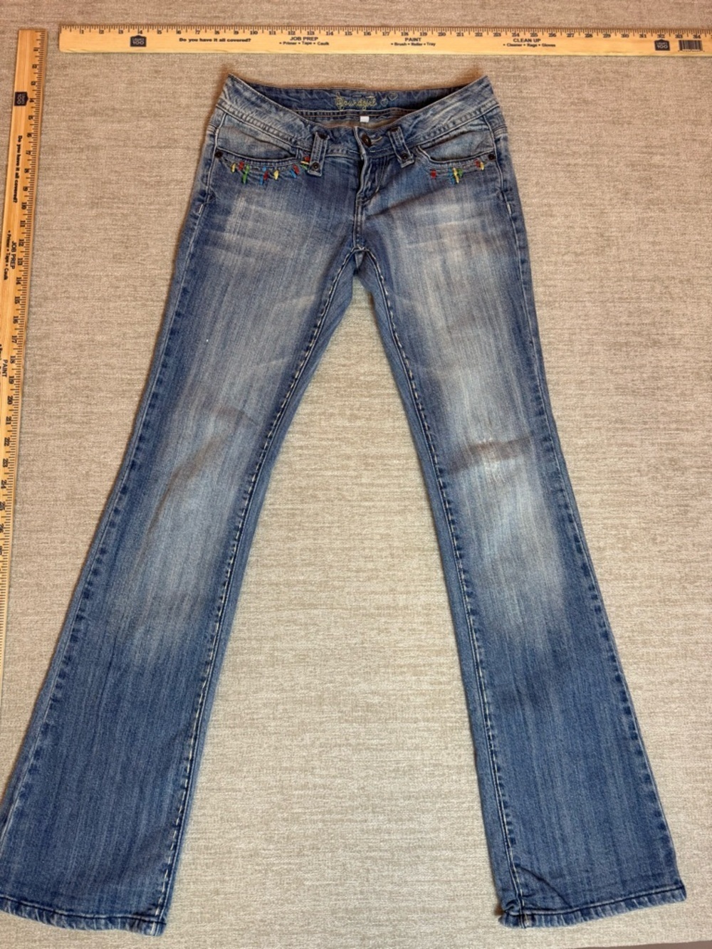SoundGirl Blue Y2k Lowrise Women's Bootcut Jeans with Subtle Embroidery